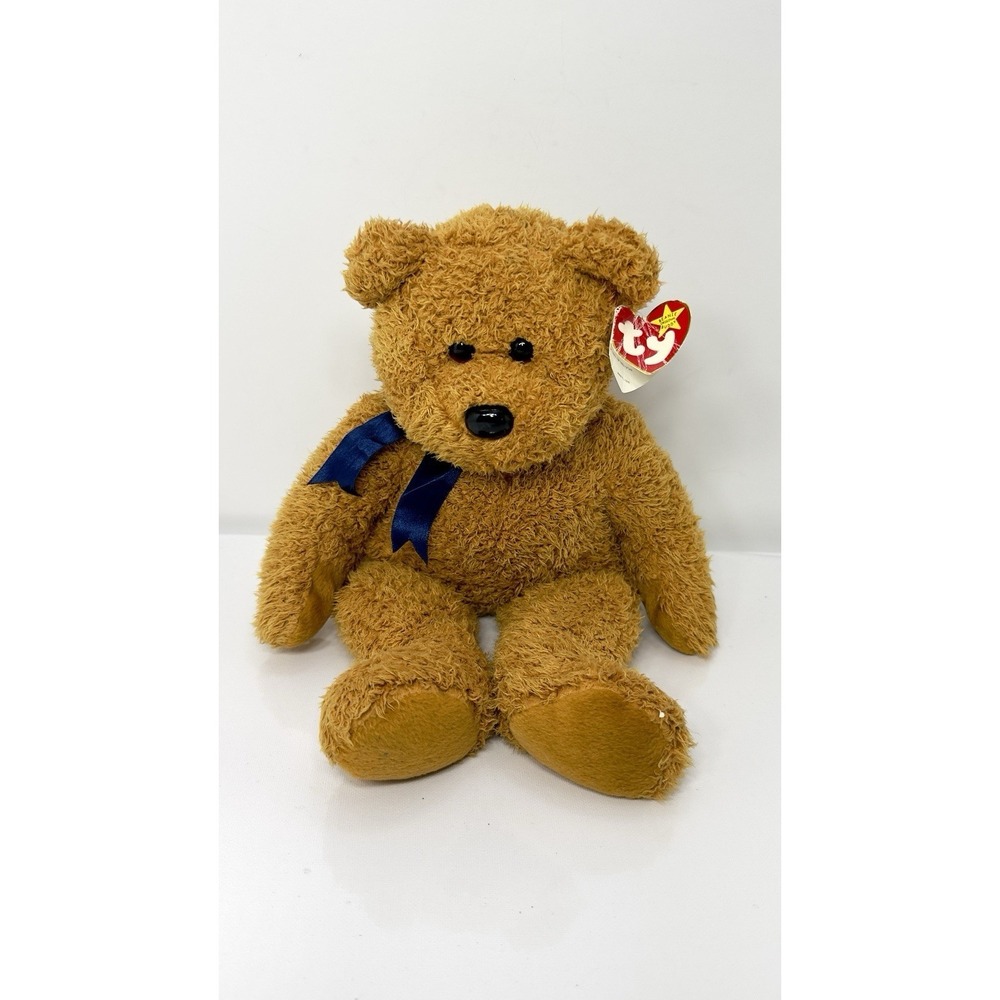 Ty Beanie Buddy Large Plush FUZZ the Teddy Bear 14"Stuffed Animal Toy With A Tag